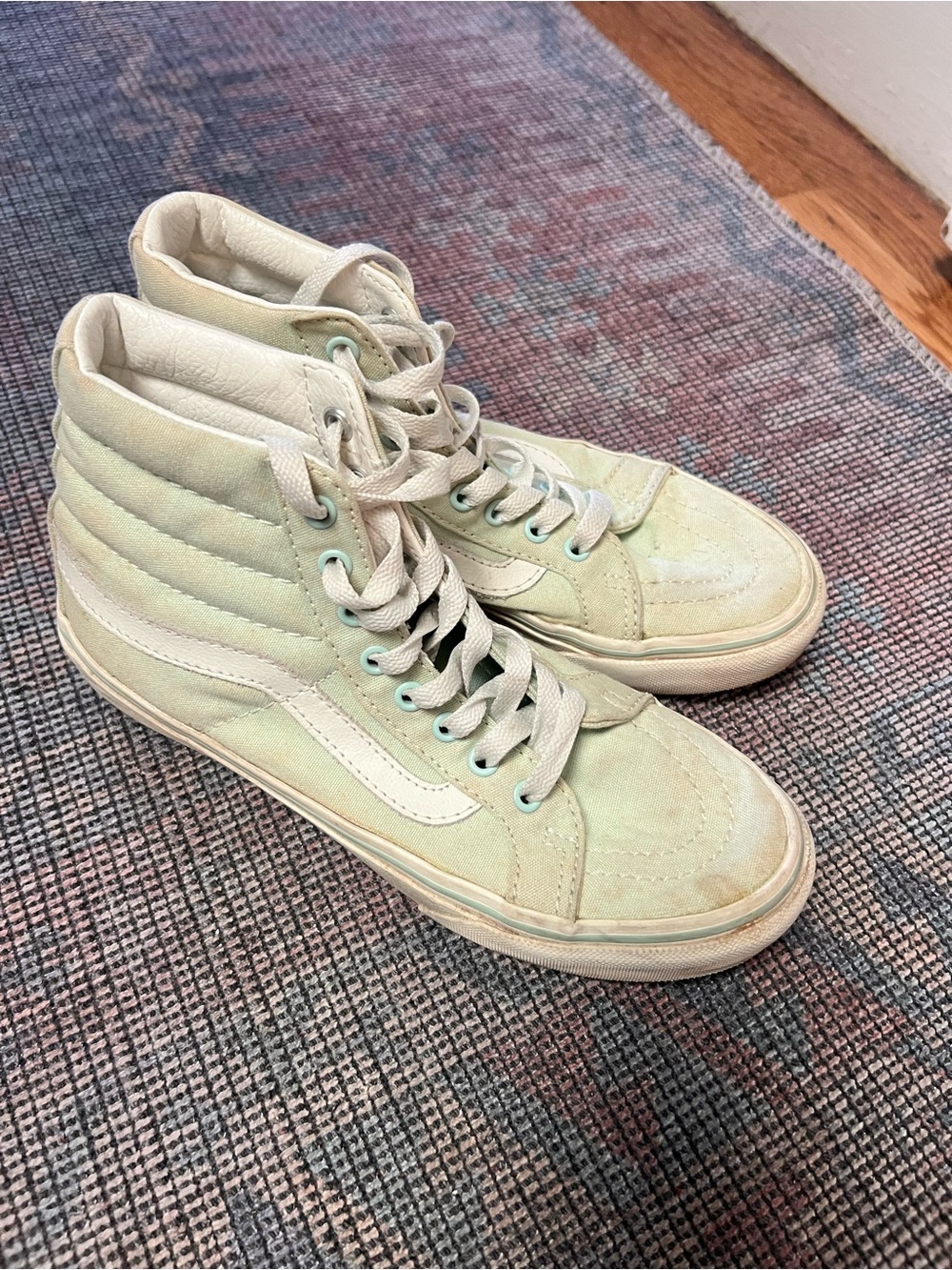 Vans High-Top Sneakers in Mint Green and White Size 5.5